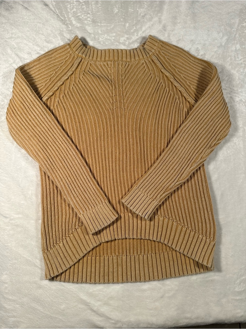 Tribal Ribbed Crewneck Sweater in Camel Tan